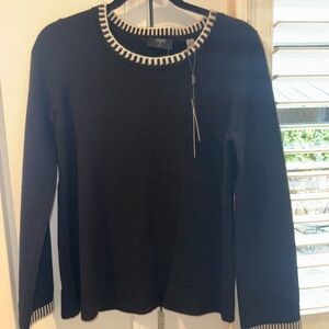 Tahari Black Sweater with White Trim